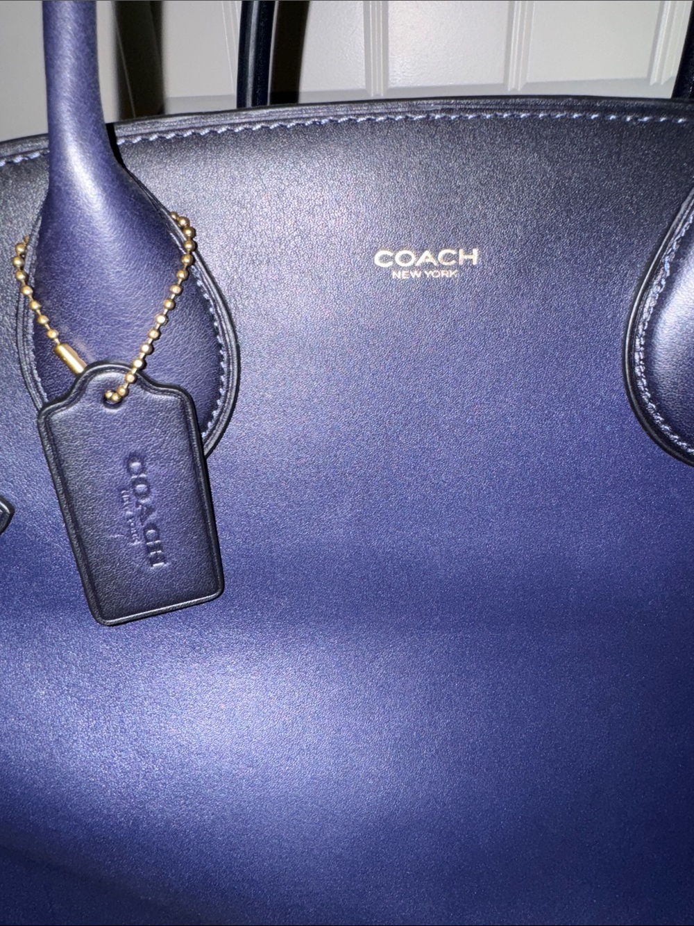 Coach Navy Leather Satchel - Picture 5 of 15